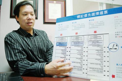 中国侨网李志威指出，2018年6月举行的市长特别选举，将使用优先选择投票制度，每名选民可支持三名市长候选人。（美国《世界日报》/李秀兰 摄）
