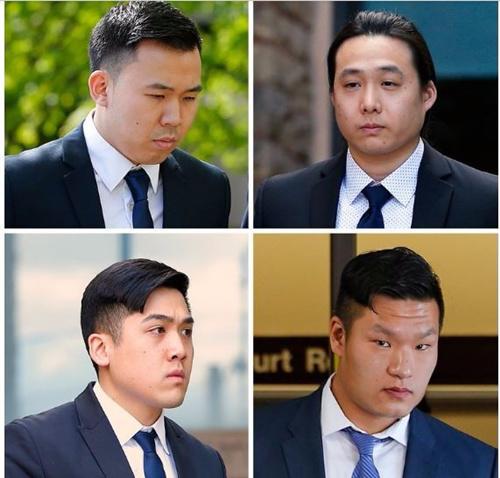 中国侨网四名被告：关·肯尼(左上)、赖·查尔斯(右上)、王·谢尔顿(左下)和林·雷蒙(右下)。（美国中文网 资料图）