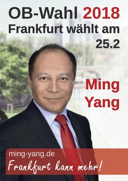 中国侨网杨明此次竞选海报(《欧洲时报》)
