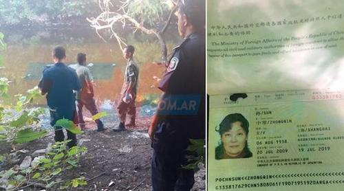 中国侨网警方失踪华人孙女士的一些随身物品后，随后在约300米远的一条河流区域发现了一具尸体。（阿根廷华人网）