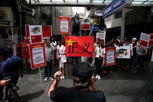 中国侨网示威活动。（新西兰天维网）
