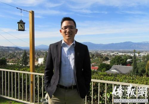 中国侨网陈介飞是目前出来宣布竞选加州第39选区国会议员席位的唯一一位民主党华裔候选人。（美国《侨报》/记者翁羽 摄）