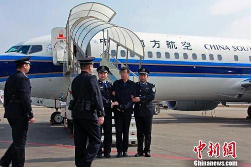 中国侨网警方押解犯罪嫌疑人许某。警方供图