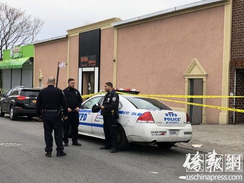 中国侨网布鲁克林八大道夜店惊肇捅刀命案。(美国《侨报》/高诗云 摄)