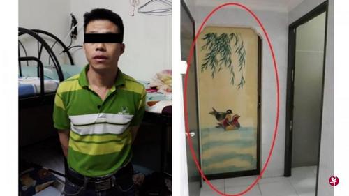 中国侨网执法人员在逮捕两人单位的客厅发现两个非法隔出来的隔间。(移民与关卡局提供)
