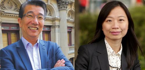 中国侨网前墨尔本市议员王宗坚(Ken Ong)及杨千慧(Jennifer Yang)。(澳大利亚《星岛日报》)