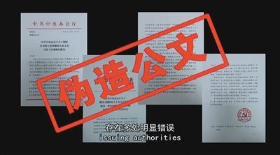 中国侨网重庆公安机关提供的伪造公文照片。重庆公安机关供图