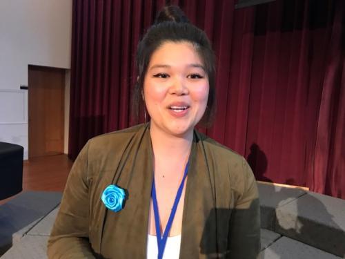中国侨网李安娜说,来自家人的长期攻击外貌,曾让她多次想要自杀。(美国《世界日报》/黄惠玲 摄)