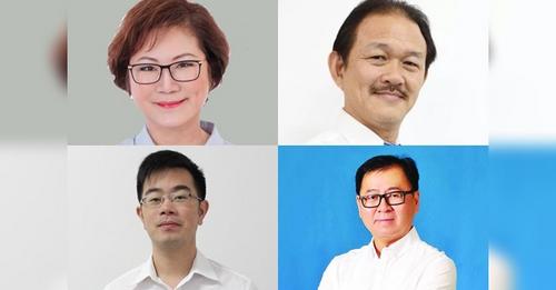 中国侨网副首长兼旅游、文化及环境部长刘静芝;卫生及人民和谐部长黄天发;农业及食品工业部长王鸿俊;青年及体育部长潘明丰。(马来西亚《诗华日报》)
