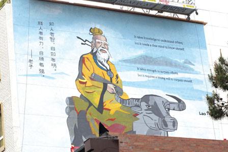 中国侨网新绘画的老子骑牛像。（加拿大《明报》/陈志强 摄）