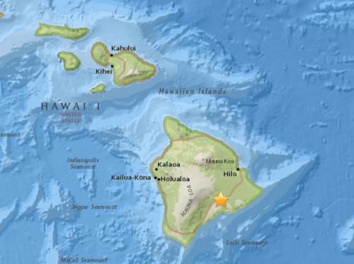 中国侨网夏威夷大岛发生5.8级地震。（图片来源：美国地质勘探局网站截图）