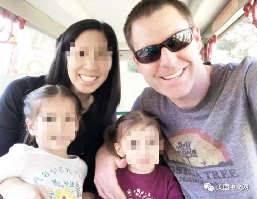 中国侨网Tristan Beaudette和妻子Erica Wu及两个女儿。(图片来源:美国中文网)