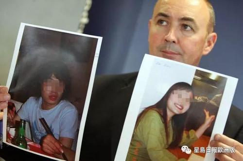 中国侨网10年前的血腥谋杀案发生后，警方出示两名死者的照片。（图片来源：《星岛日报》欧洲版微信公众号）