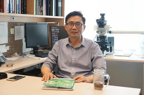 中国侨网加拿大华人教授高祖华在蒙特利尔麦吉尔大学超级医院办公室接受专访。（加拿大共生国际传媒图片）