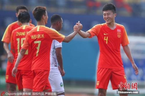 中国侨网U23小将们庆祝胜利。 图片来源：Osports全体育图片社