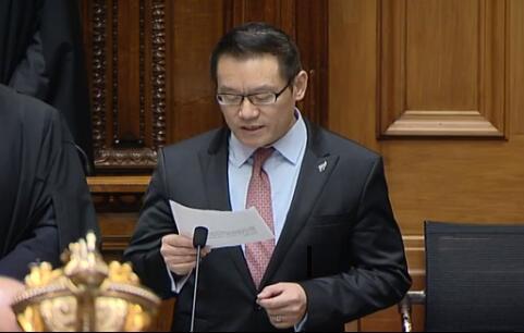 中国侨网新西兰工党国会议员霍建强。(新西兰天维网)