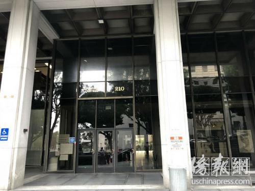中国侨网审理合胜堂双尸命案的洛杉矶县刑事法庭大楼。(美国《侨报》/王珂莹 摄)