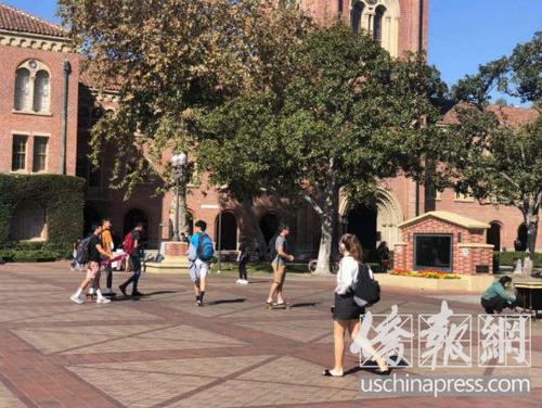 中国侨网图为中国留学生最多的美国大学校园南加州大学校园。（美国《侨报》/王珂莹 摄）