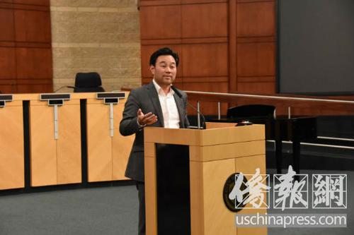 中国侨网尔湾市首位华裔副市长郭正明。(美国《侨报》/尚颖 摄)