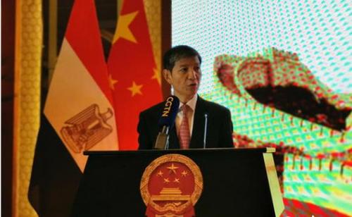 中国侨网廖力强大使致辞。(埃中新闻网图)