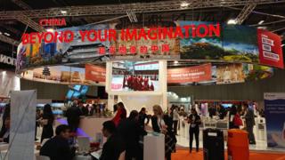 中国侨网2017世界旅游交易会(WTM)中国展区。(BBC)