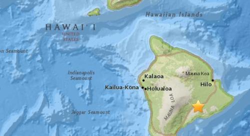 中国侨网美国夏威夷南部地区发生5.2级地震。(图片来源：美国地质勘探局网站截图)
