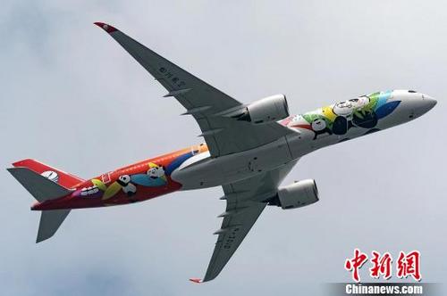 中国侨网图为川航熊猫客机。　林方超　摄