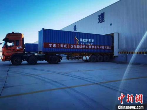 中国侨网12月20日,俄罗斯木材首次直通运抵甘肃武威。 兰州海关供图