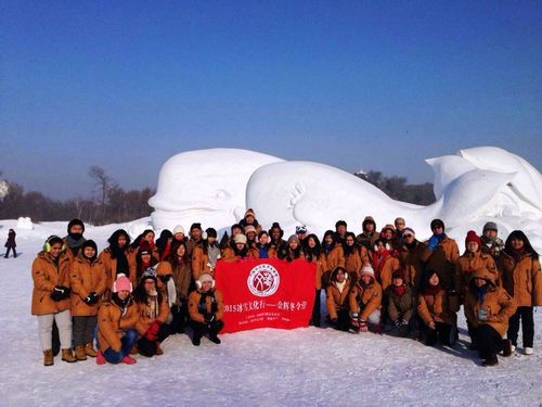 中国侨网图为营员们游览冰雪大世界的合影