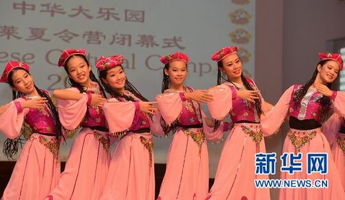 中国侨网文莱中华中学学生表演新疆舞蹈。记者 郑捷/摄