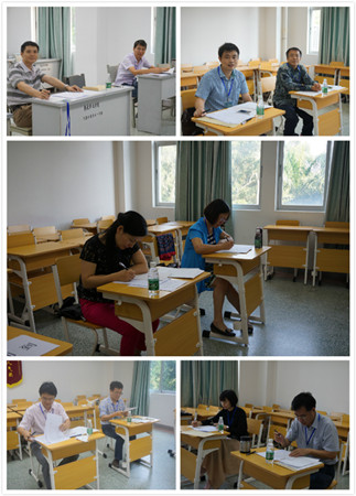 考官们在考场里认真工作
