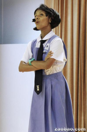 印裔女孩米啦凭生动有趣的演讲方式,夺得今年全国小学华语讲故事比赛季军。(新加坡《联合早报》资料图)