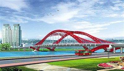 中国侨网图为华侨试验区内的滨海大道特大桥效果图。(《人民日报海外版》)