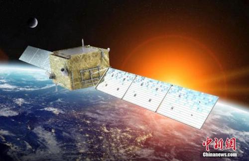 中国侨网11月30日，国际权威学术期刊《自然》在线发表了中国首颗暗物质探测卫星“悟空”的首批成果：发现太空中的反常电子信号。图为暗物质探测卫星“悟空”效果图。 中科院 供图