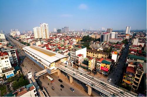 中国侨网中国建设的越南河内吉灵－河东线轻轨项目。