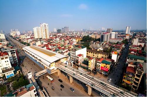 中国侨网中国建设的越南河内吉灵-河东线轻轨项目。