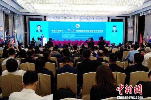 中国侨网中国(陕西)“一带一路”共建国家和地区经贸合作洽谈会在西安举行。 田进 摄