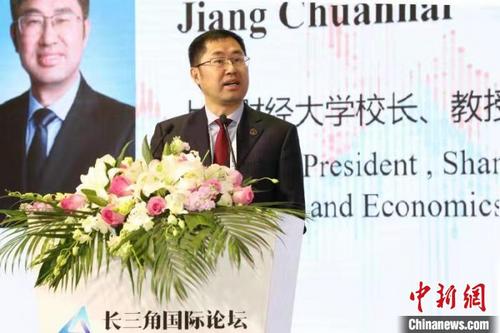 中国侨网上海财经大学校长蒋传海致辞。 查建国 摄