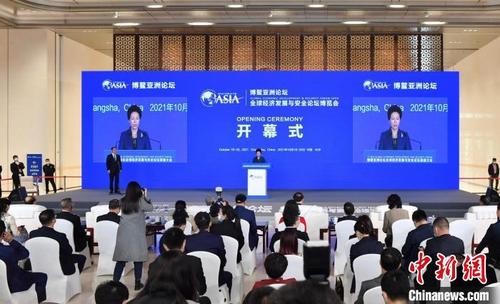 中国侨网18日下午,博鳌亚洲论坛全球经济发展与安全论坛博览会在长沙开幕。 杨华峰 摄