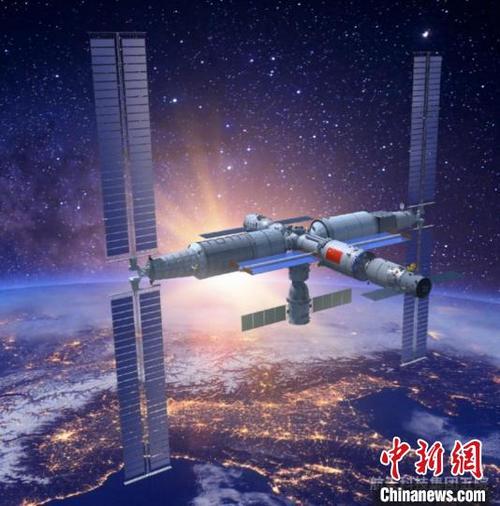 中国侨网2021年度中国十大科学进展2:中国空间站模拟效果图。 科技部高技术研究发展中心(基础研究管理中心) 供图