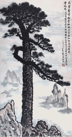 中国侨网青松（180cm*94cm 纸本水墨）-梁炯勋（美国）-2008