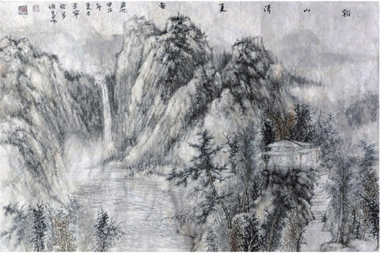 中国侨网溪山清夏图（61cm*90cm 纸本水墨）-王宁（加拿大）-2014