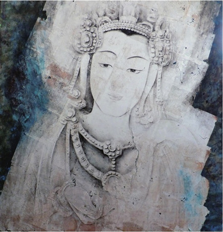 中国侨网敦煌梦系列：观自在（91cm*91cm 纸本岩彩）-曾勤（日本）-2012