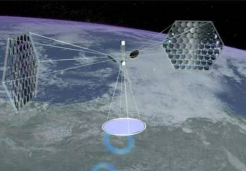 中国侨网资料图：太空太阳能电站示意图