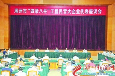 昨天下午,潮州市“四梁八柱”工程民营大企业代表座谈会在市党政机关会堂召开。