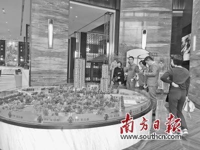 中国侨网千灯湖片区某楼盘已停止认筹，仍有不少购房者前来咨询。韩梦蕾 摄