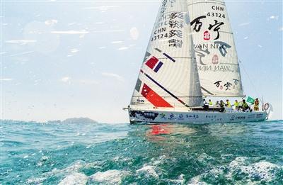 中国侨网参加海帆赛IRC4—6组的船队在比赛中。本报记者 武威 摄