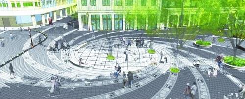 中国侨网侨批邮路地刻广场效果图。