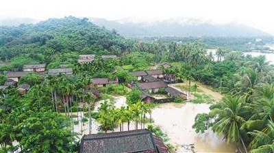 中国侨网11月7日,暴雨造成万宁东澳镇水桥村积水严重。 本报记者 袁琛 通讯员 陈斯财 摄