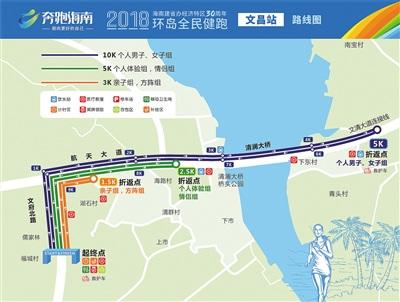 中国侨网“奔跑海南”环岛全民健跑活动文昌站线路图。